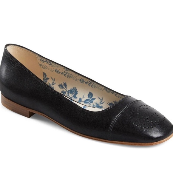 Gucci Leather Ballet Flats in Black with Interlocking GG 37.5 new in box - Picture 2 of 2